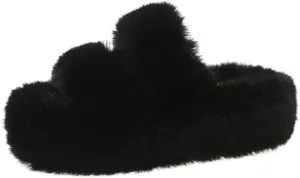 Harssidanzar Womens Fuzzy Comfy Faux Fur House Slippers Shoes,Furry Slides,Slip On Slipper For Women's KL505US
