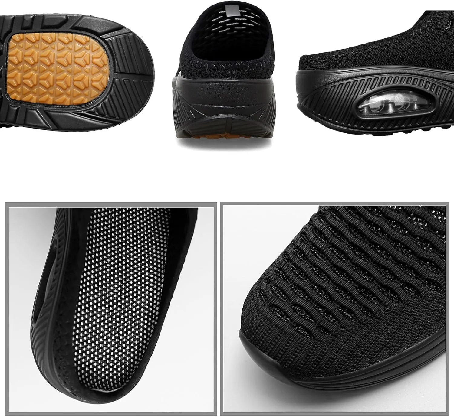 Hatmeo Women Orthopedic Slippers, Women's Woven Orthopedic Breathable Soft Shoes Arch Support, Lightweight Breathable Casual Mesh Slip-On Orthopedic Slippers(Black,US 8.5)