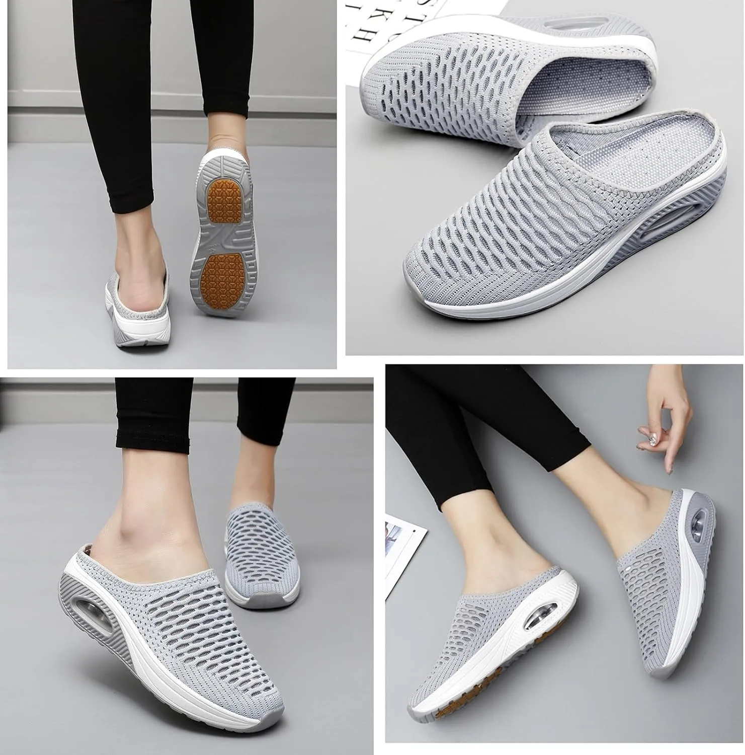 Hatmeo Women Orthopedic Slippers, Women's Woven Orthopedic Breathable Soft Shoes Arch Support, Lightweight Breathable Casual Mesh Slip-On Orthopedic Slippers(Black,US 8.5)