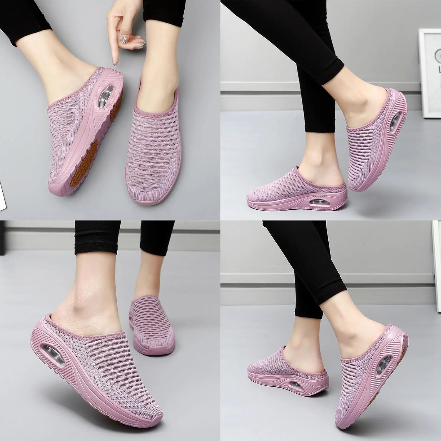 Hatmeo Women Orthopedic Slippers, Women's Woven Orthopedic Breathable Soft Shoes Arch Support, Lightweight Breathable Casual Mesh Slip-On Orthopedic Slippers(Black,US 8.5)