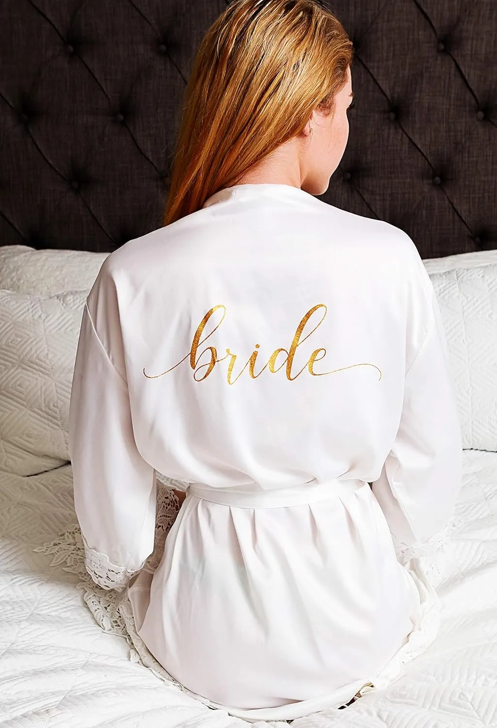 Heather & Willow Bridesmaids Robe | Satin Bridal Robe, Wedding Day Bride Robe | Bachelorette Party & Bridesmaid Proposal
