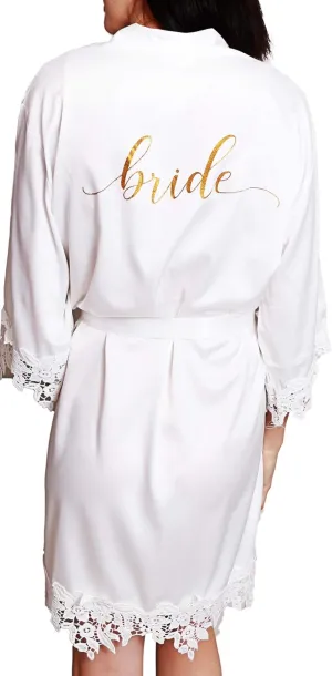 Heather & Willow Bridesmaids Robe | Satin Bridal Robe, Wedding Day Bride Robe | Bachelorette Party & Bridesmaid Proposal