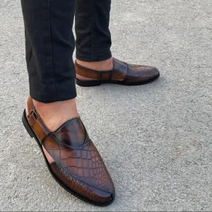 Hedgez Peshawari Mustard Brown Sandal-7703