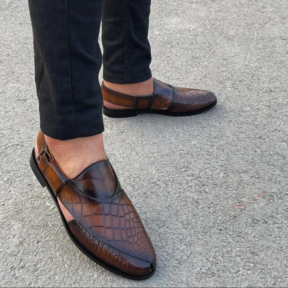Hedgez Peshawari Mustard Brown Sandal-7703