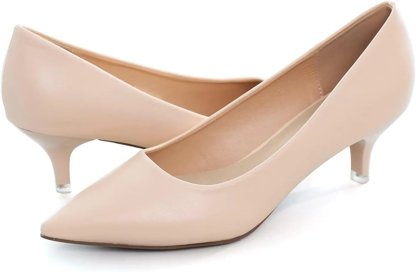 Hee grand Womens Kitten Heels Pumps Classic Low Heel Slip On Closed Pointed Toe Pumps Office Work Dress Pump Shoes