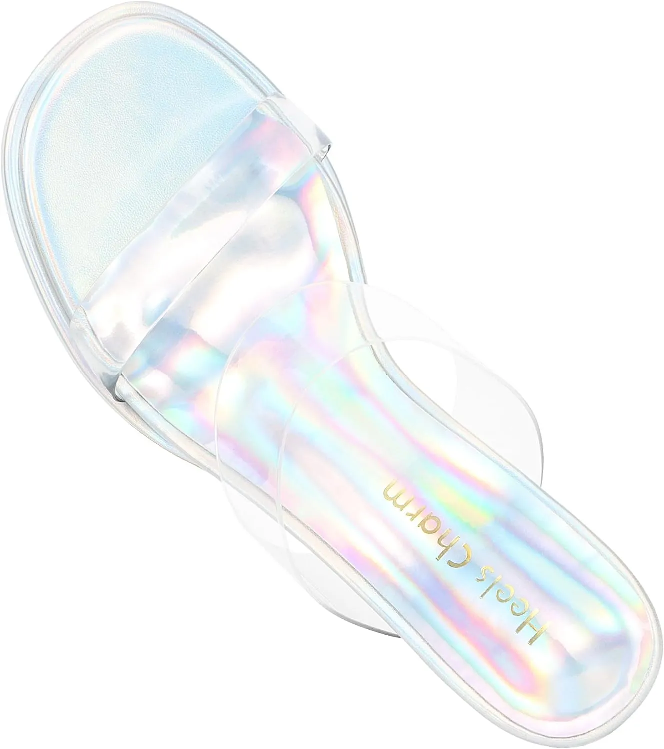 Heels Charm Women's Platform Heels Clear Chunky Block Heeled Sandals Open Toe Two Strap Slip On Block High Heel Sandal Dress Dancing Sandals Daily Work Party Shoes