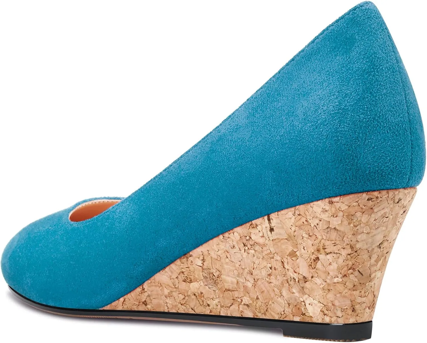 HEUIVZAR Pumps for Women Slip-on Closed Round Toe Block Chunky Wedge Low Heel Pumps Suede Shopping Vacation Classic 2 Inch