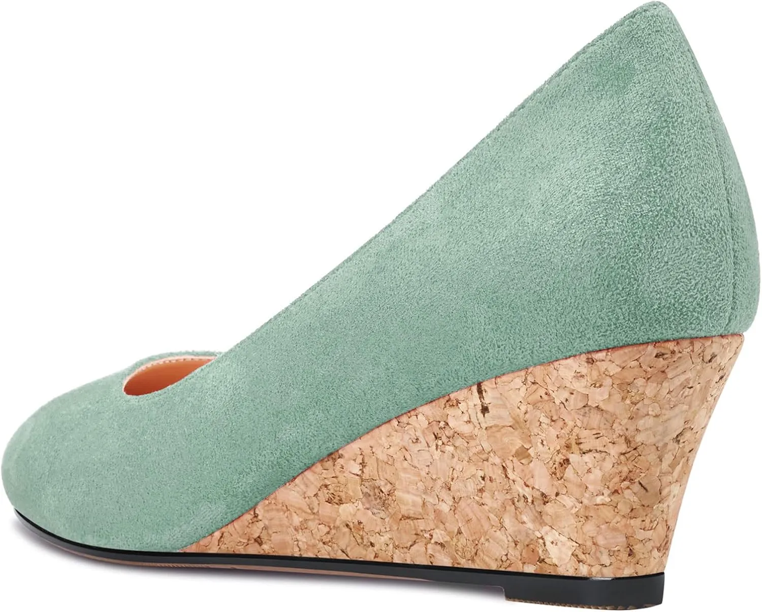 HEUIVZAR Pumps for Women Slip-on Closed Round Toe Block Chunky Wedge Low Heel Pumps Suede Shopping Vacation Classic 2 Inch