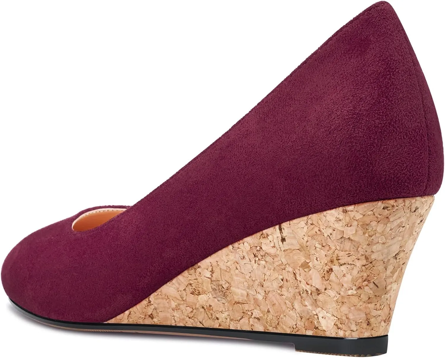 HEUIVZAR Pumps for Women Slip-on Closed Round Toe Block Chunky Wedge Low Heel Pumps Suede Shopping Vacation Classic 2 Inch