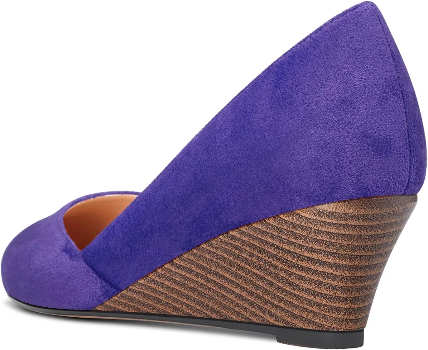 HEUIVZAR Slip On Wedge Pumps for Womens Closed Round Toe Mid Chunky Block Heel Suede Casual Comfort Dress Shoes 2 Inch
