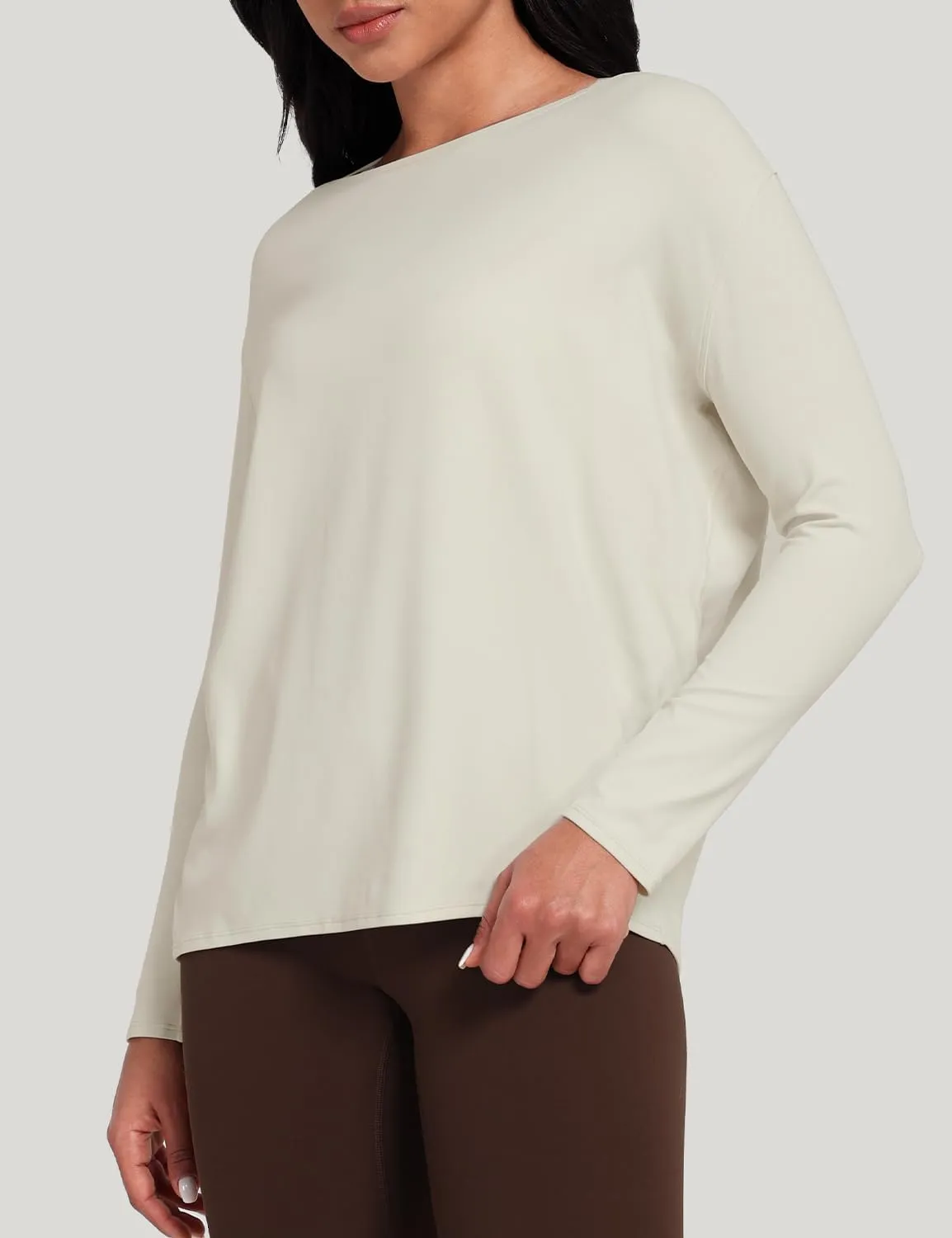 HeyNuts Long Sleeve Workout Shirts for Women Boat Neck Yoga Tops Loose Fit Soft Casual Shirts