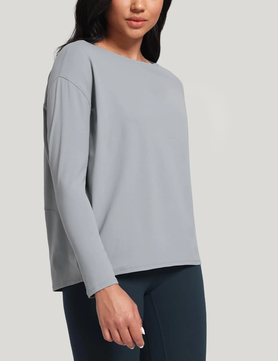 HeyNuts Long Sleeve Workout Shirts for Women Boat Neck Yoga Tops Loose Fit Soft Casual Shirts