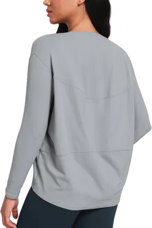 HeyNuts Long Sleeve Workout Shirts for Women Boat Neck Yoga Tops Loose Fit Soft Casual Shirts