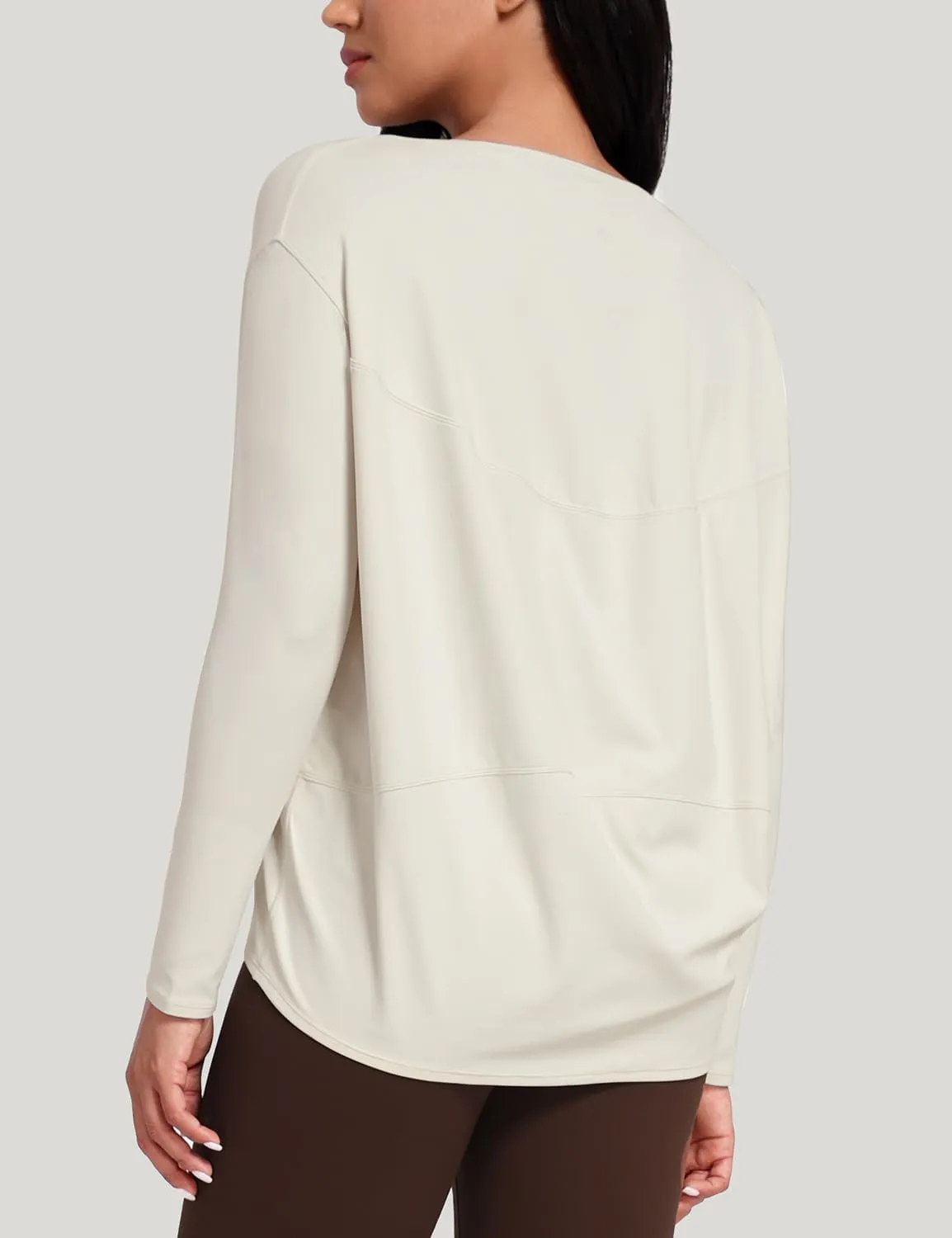 HeyNuts Long Sleeve Workout Shirts for Women Boat Neck Yoga Tops Loose Fit Soft Casual Shirts