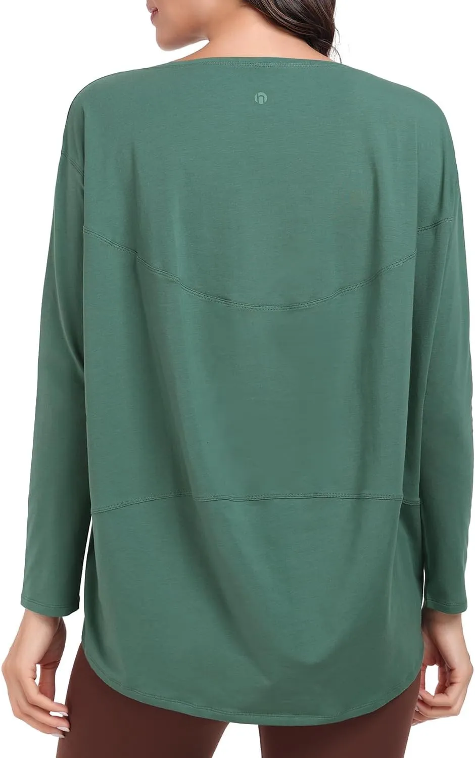 HeyNuts Women's Pima Cotton Long Sleeve Workout Shirts Boat Neck Athletic Loose Fit Soft Tops Fall Casual Shirts