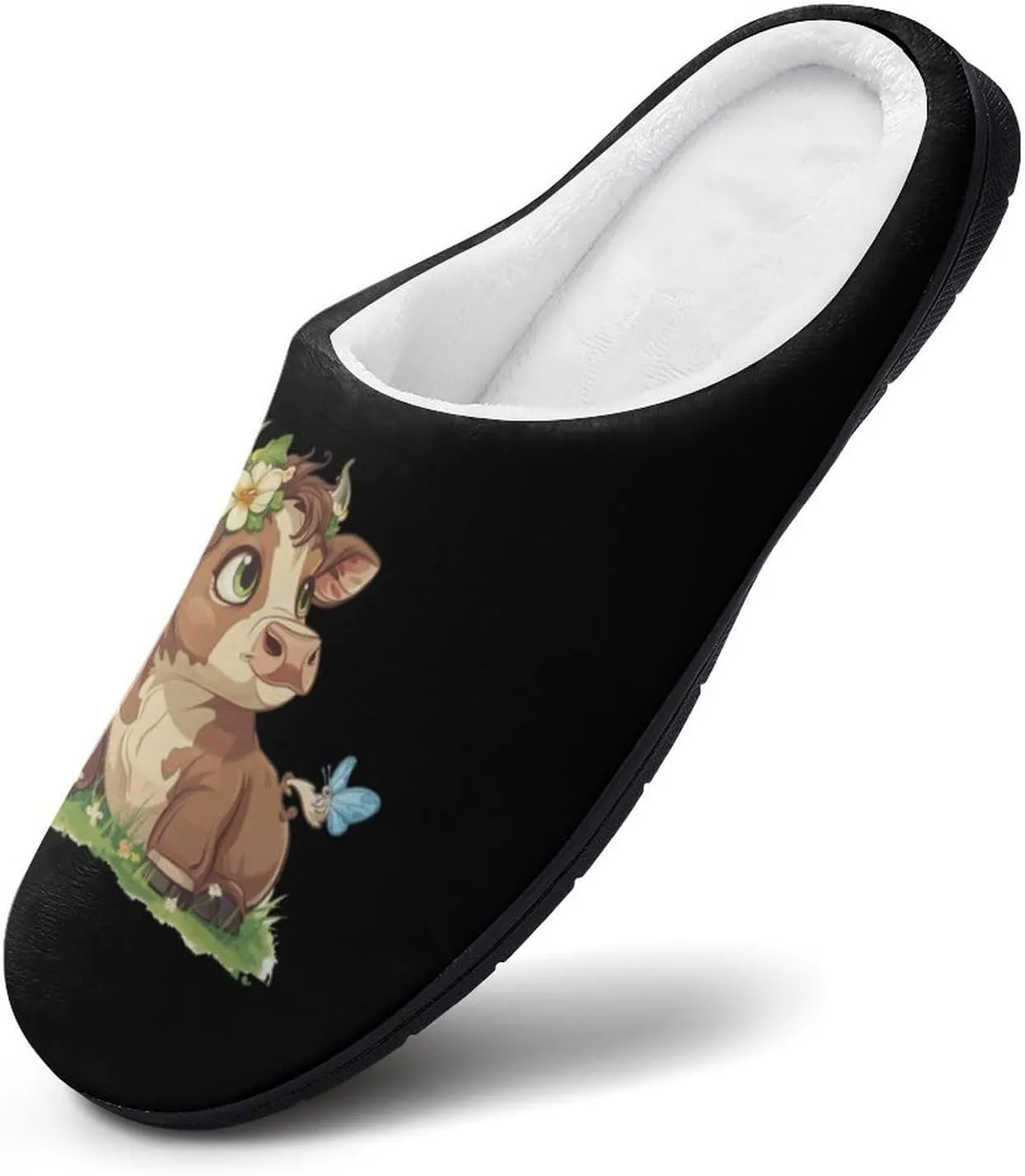 Highland Cow Print Mens Slippers Casual Slip On Warm House Shoes with Rubber Sole Indoor Outdoor