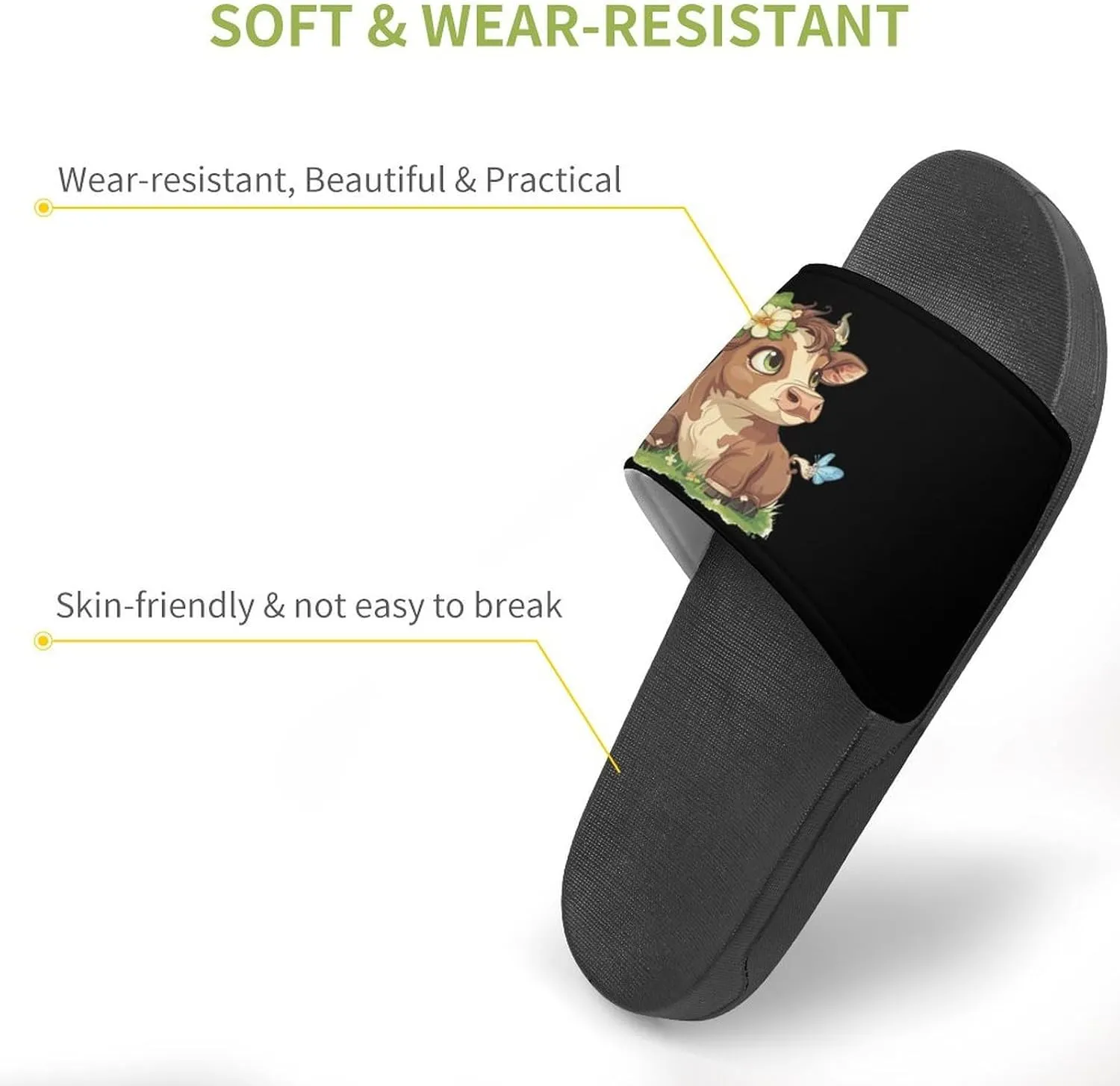 Highland Cow Print Slippers for Women Men Anti-Slip Shower Slides Open Toe Slippers for Home Outdoor Beach