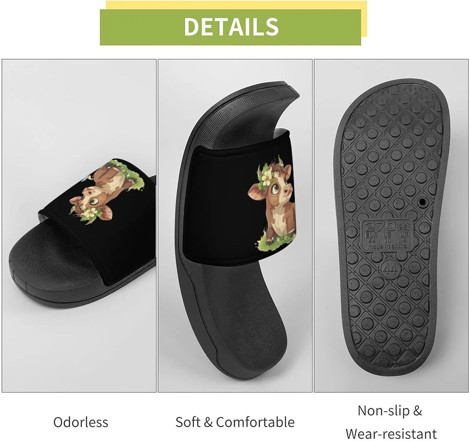 Highland Cow Print Slippers for Women Men Anti-Slip Shower Slides Open Toe Slippers for Home Outdoor Beach