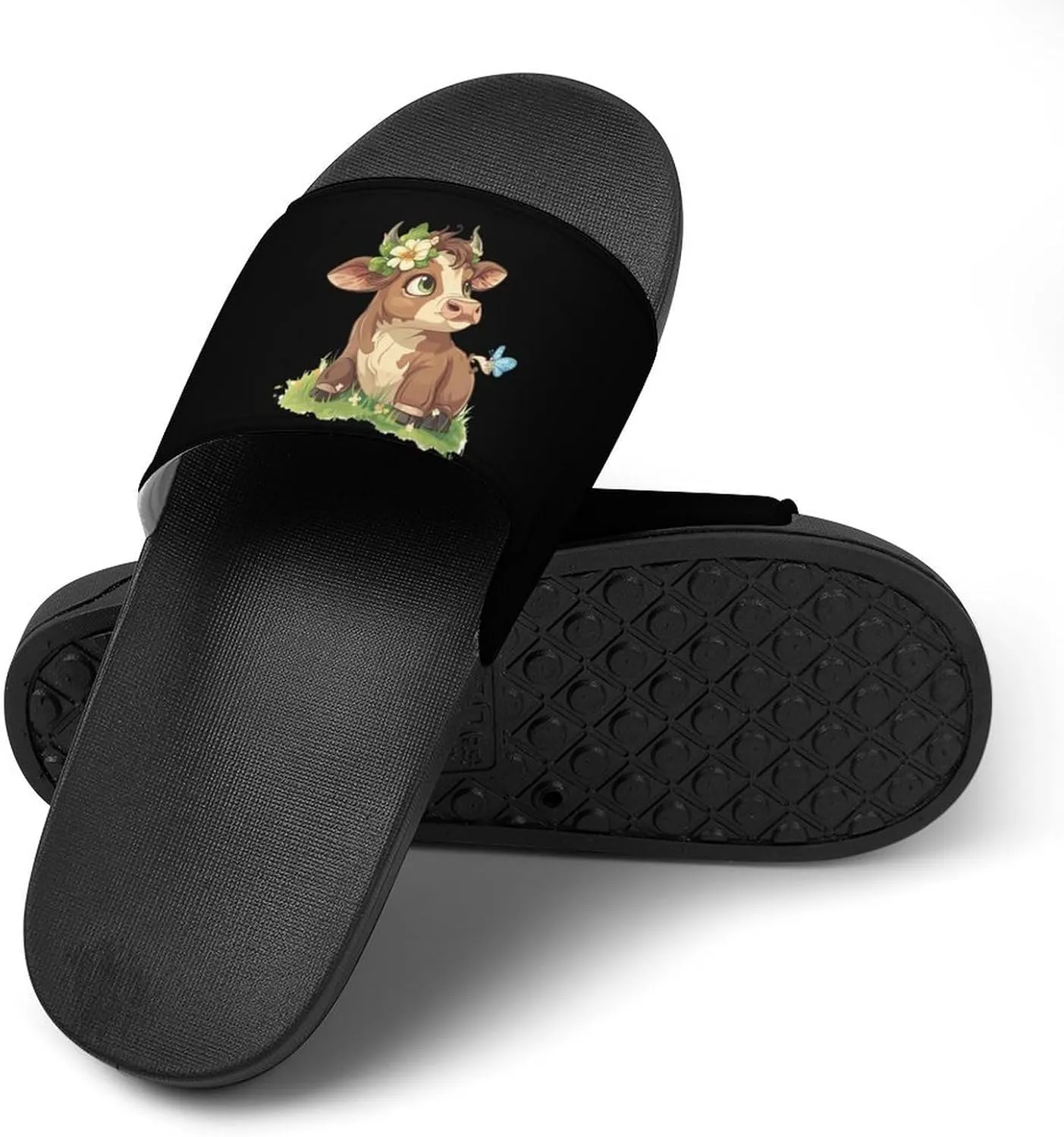Highland Cow Print Slippers for Women Men Anti-Slip Shower Slides Open Toe Slippers for Home Outdoor Beach
