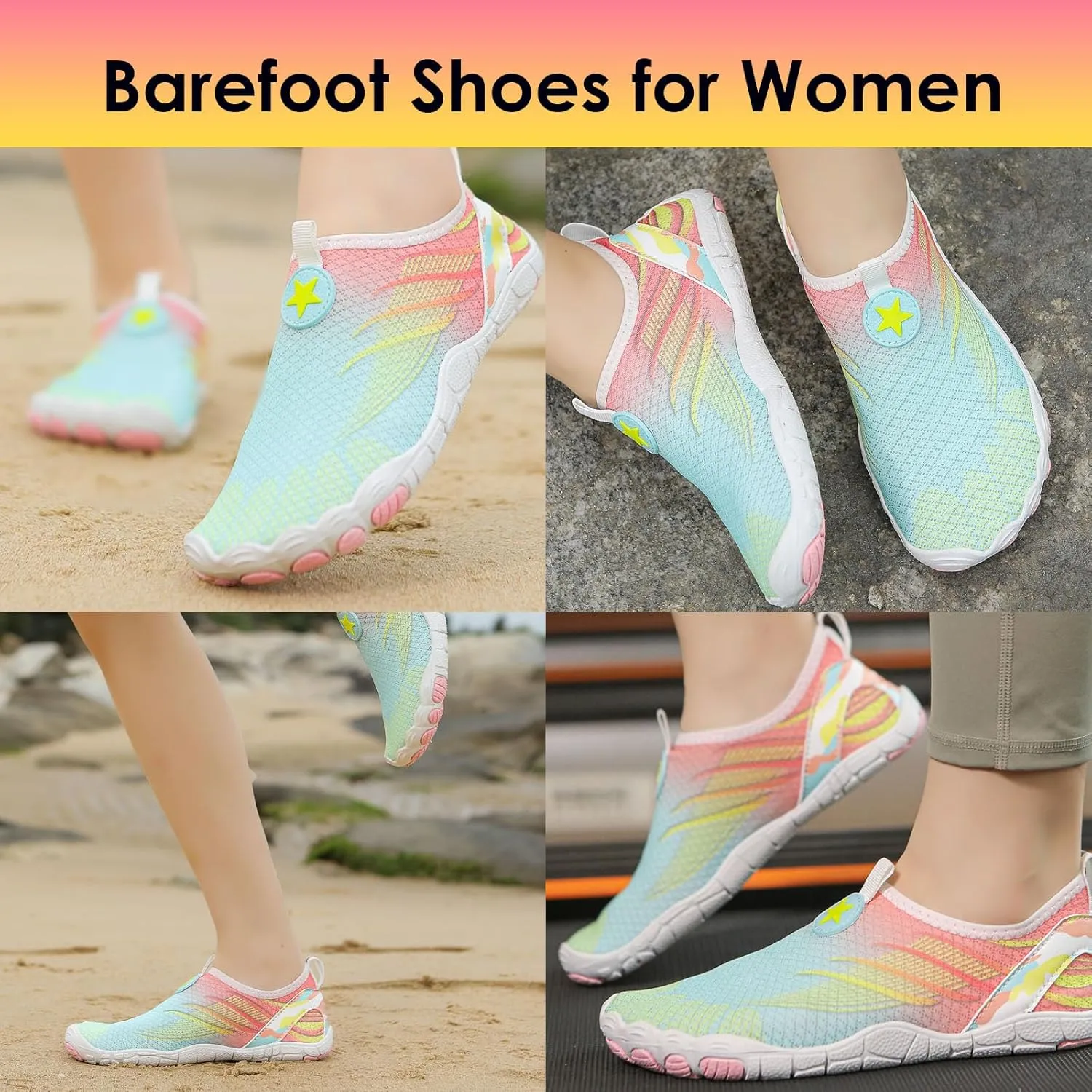 Hike Barefoot Shoes Breathable Non-Slip Athletic Footwear Wide Toe Water Shoes for Women & Men