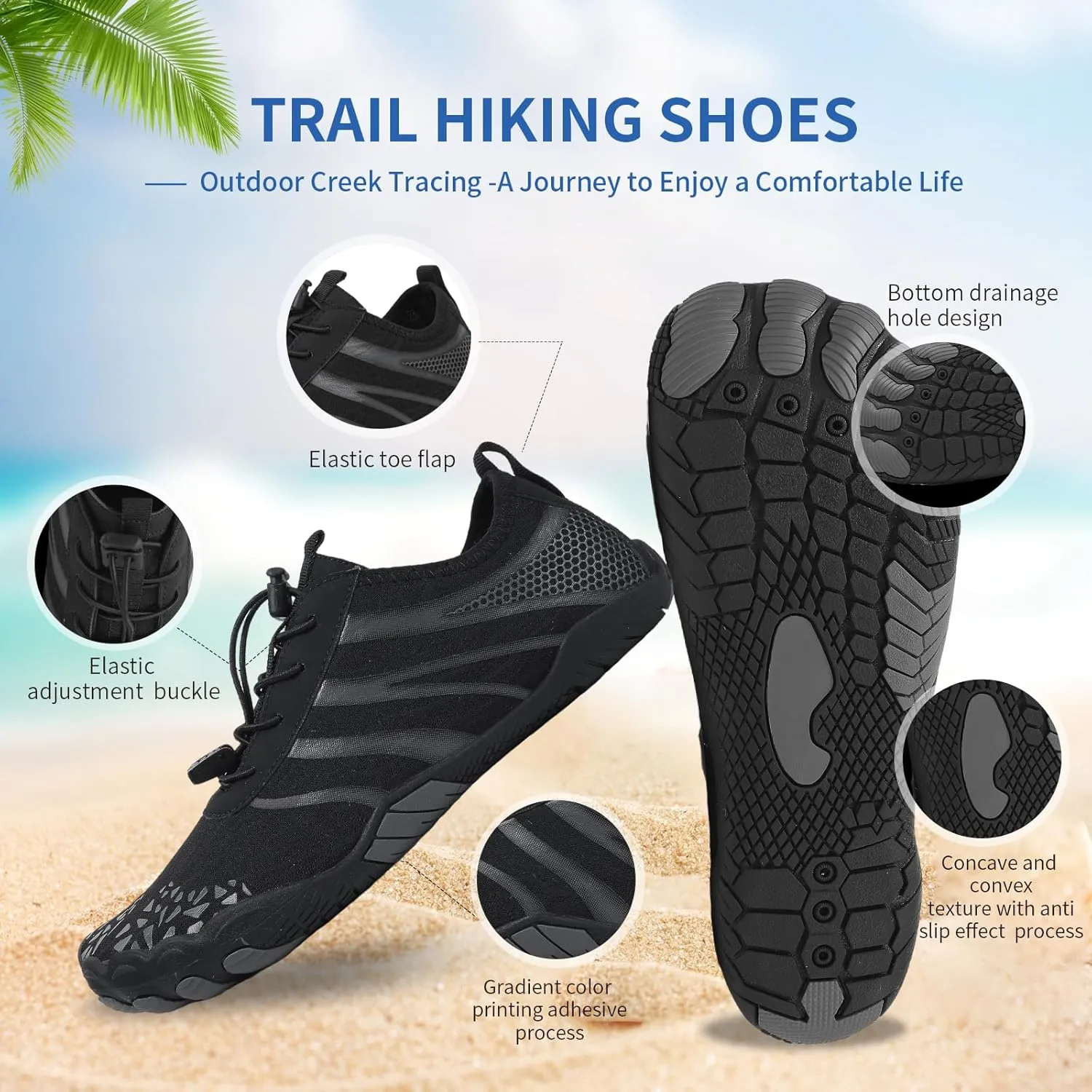 Hike Barefoot Shoes for Women Men, Breathable Non-Slip Athletic Footwear, Wide Toe Water Shoes for Hiking, Non-Slip Neuropathy Shoes for Women Men, Grounded Comfort wear