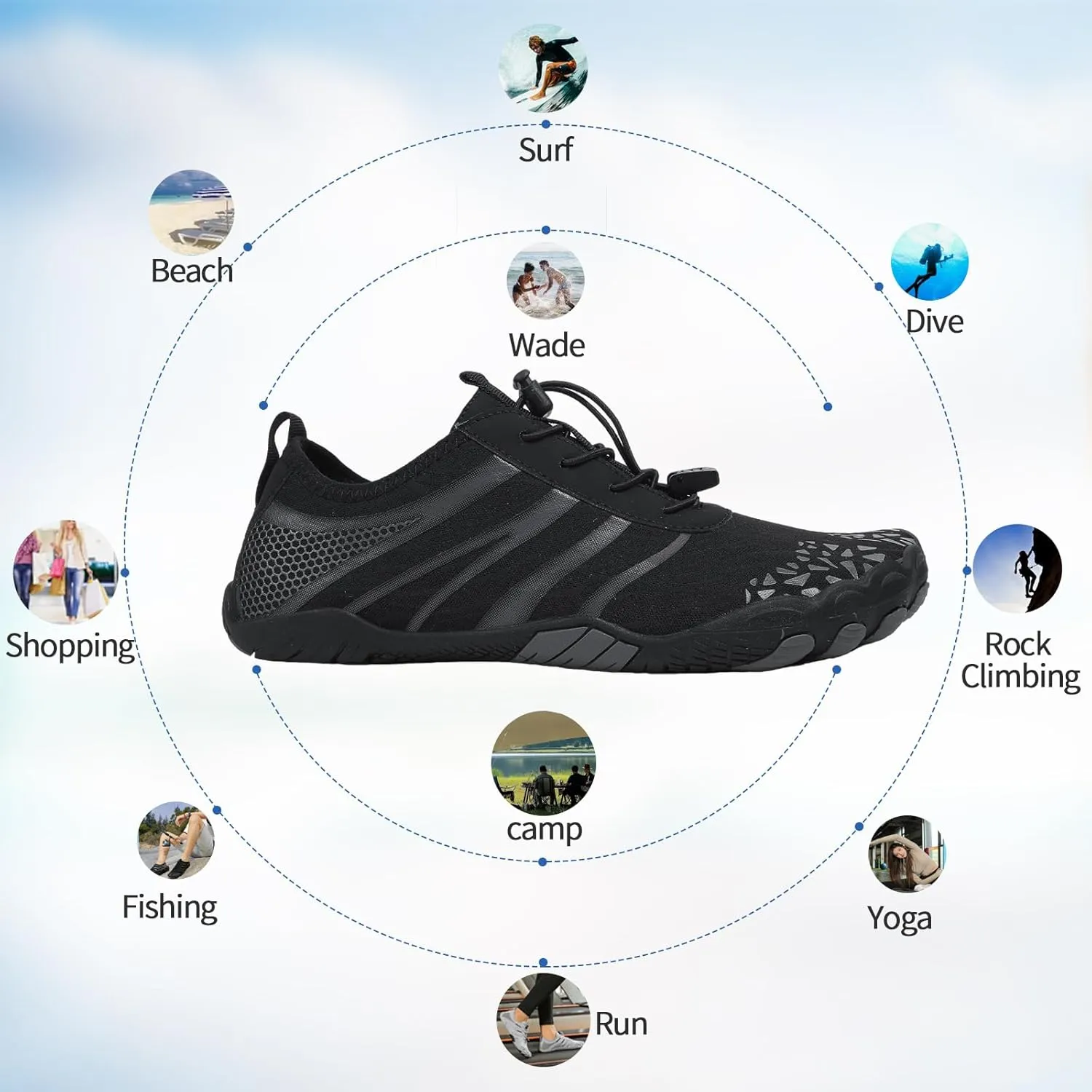Hike Barefoot Shoes for Women Men, Breathable Non-Slip Athletic Footwear, Wide Toe Water Shoes for Hiking, Non-Slip Neuropathy Shoes for Women Men, Grounded Comfort wear