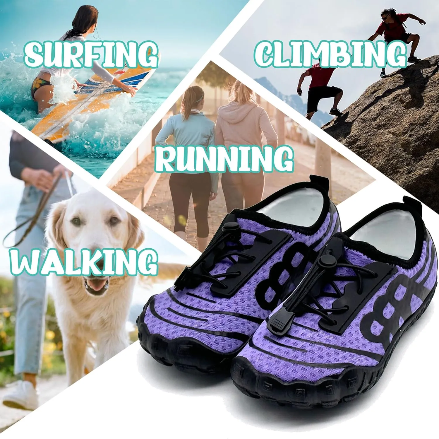 Hike Barefoot Shoes for Women Men Breathable Slip-on Barefoot Water Shoes with Wide Toe Box Non-Slip Athletic Footwear for Hiking Walking Pool Beach Swim Aqua Sport