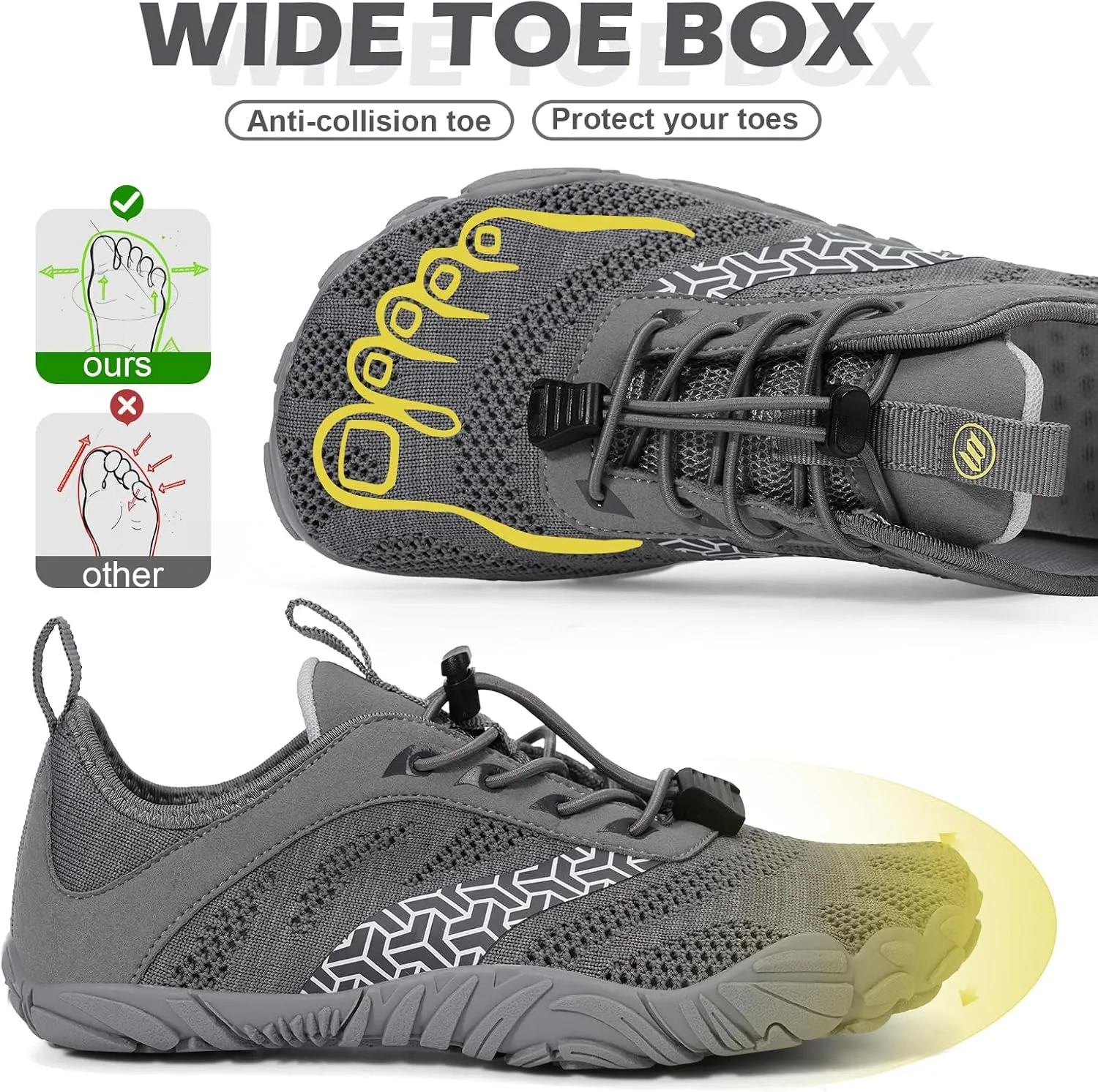 Hike Barefoot Shoes Women Men with Wide Toe Box Footwear Healthy Non-Slip Hike Beach Pool Aqua Swim Surf Hiking Running Athletic Water Shoe