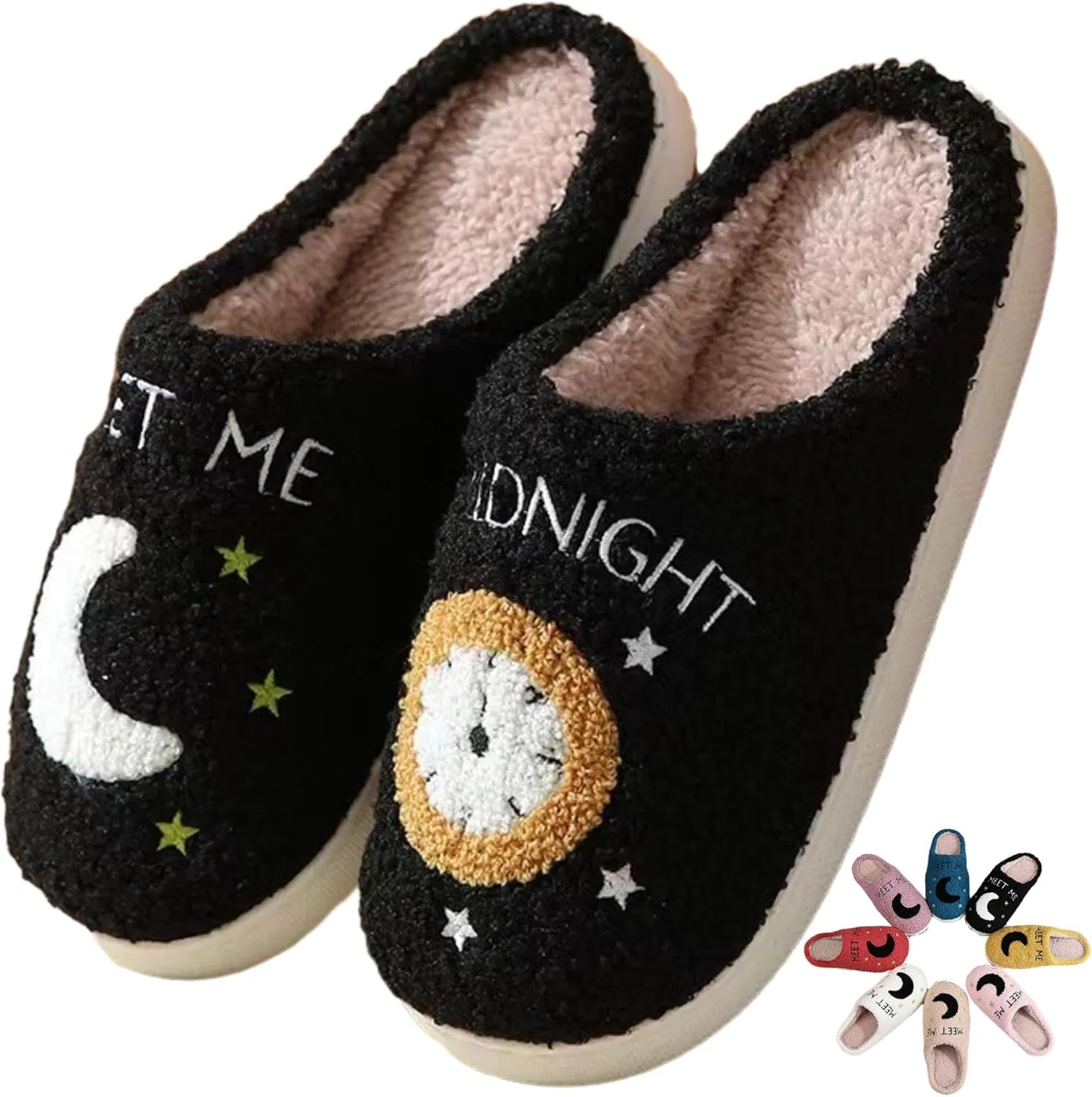 Home Slippers Winter Warm Plush Slippers Comfy Slippers for Women Men Indoor House Fluffy Couple Slippers Soft Cozy Non-Slip Sole Shoes Bedroom Slippers Fuzzy Moon Slippers