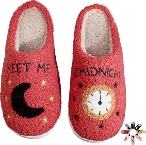 Home Slippers Winter Warm Plush Slippers Comfy Slippers for Women Men Indoor House Fluffy Couple Slippers Soft Cozy Non-Slip Sole Shoes Bedroom Slippers Fuzzy Moon Slippers