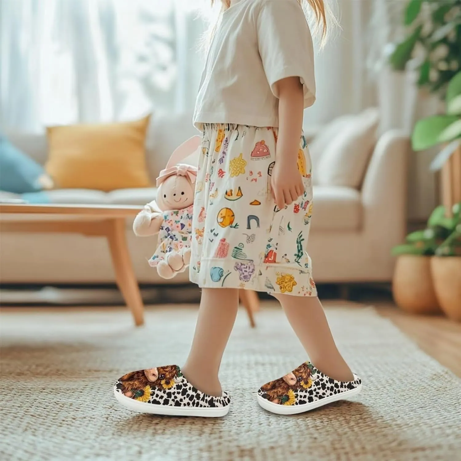House Slippers for Girls Kids Cozy Fuzzy Slippers Boys Soft Plush Slip On Shoes Cute Winter Bedroom Slipper