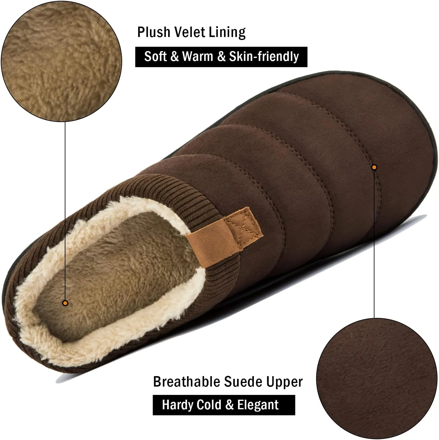 House Slippers for Men Memory Foam Indoor Slippers With Fuzzy Lining Bedroom Slip on