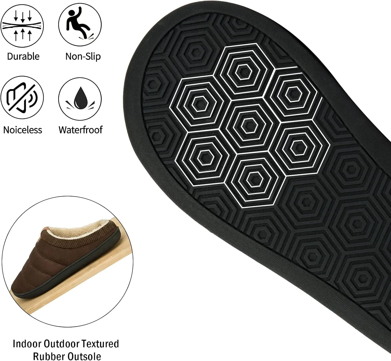 House Slippers for Men Memory Foam Indoor Slippers With Fuzzy Lining Bedroom Slip on