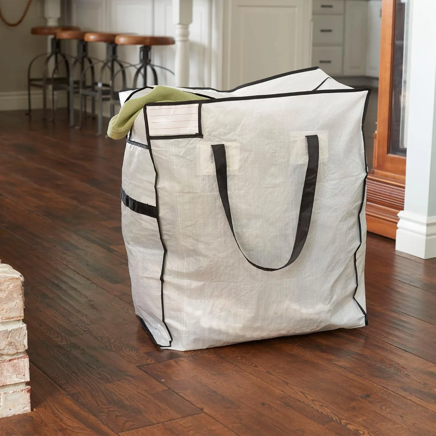 Household Essentials Medium Storage Bag, Clear Polyethylene with Black Trim