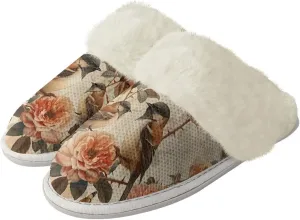 Howilath Small Bird Cotton House Shoes for Women Fluffy Slippers Warm Bedroom Shoes with Anti-Skid Sole