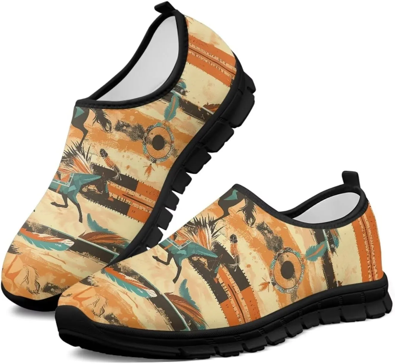 Howilath Western Tribal Aztec Mens Slip on Loafers Casual Shoes Running Sneakers Breathable Hands Free Shoes