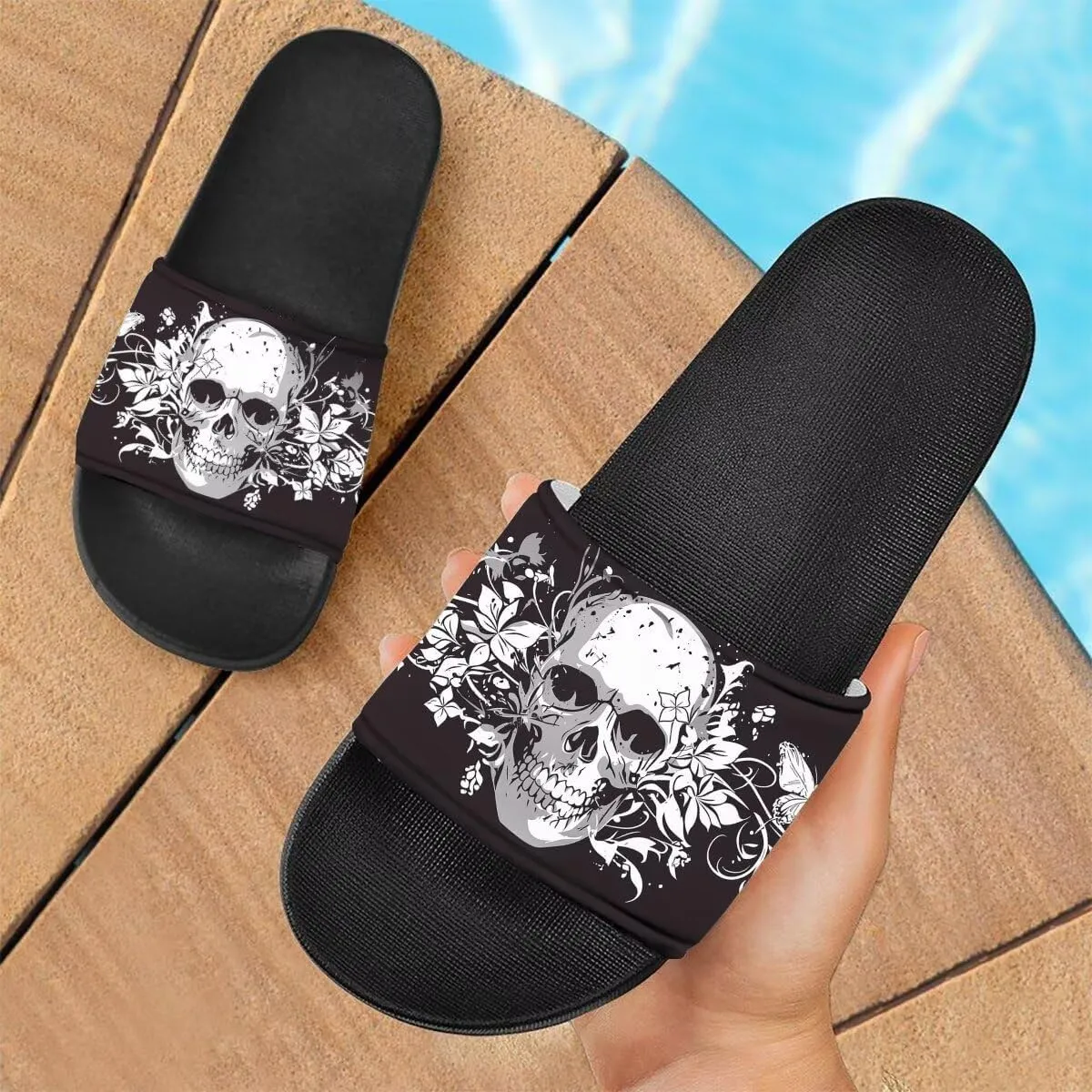 Howilath Women's Casual Single Band Flat Slippers, Novelty Patten Open Toe Slides Sandal Comfortable Soft Sole House Slippers