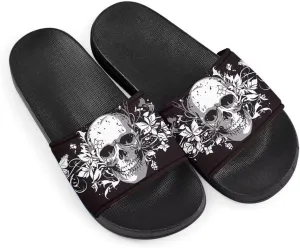 Howilath Women's Casual Single Band Flat Slippers, Novelty Patten Open Toe Slides Sandal Comfortable Soft Sole House Slippers