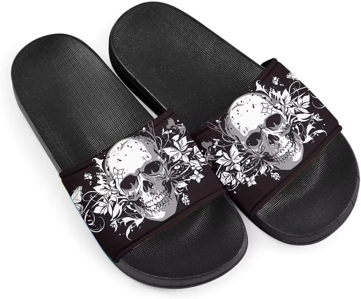 Howilath Women's Casual Single Band Flat Slippers, Novelty Patten Open Toe Slides Sandal Comfortable Soft Sole House Slippers