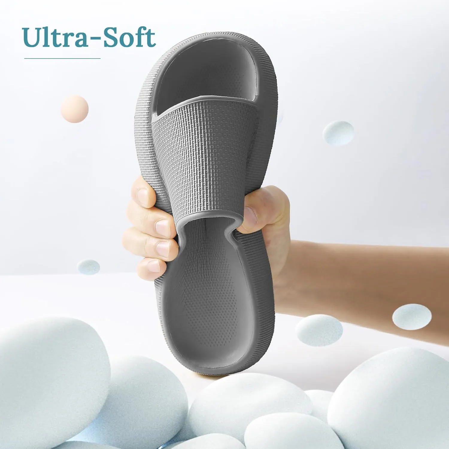 HUXMEYSON Cloud Slippers for Women and Men, Pillow Slippers Super Soft, Thick Sole Slides for Women with Anti-Skid Sole