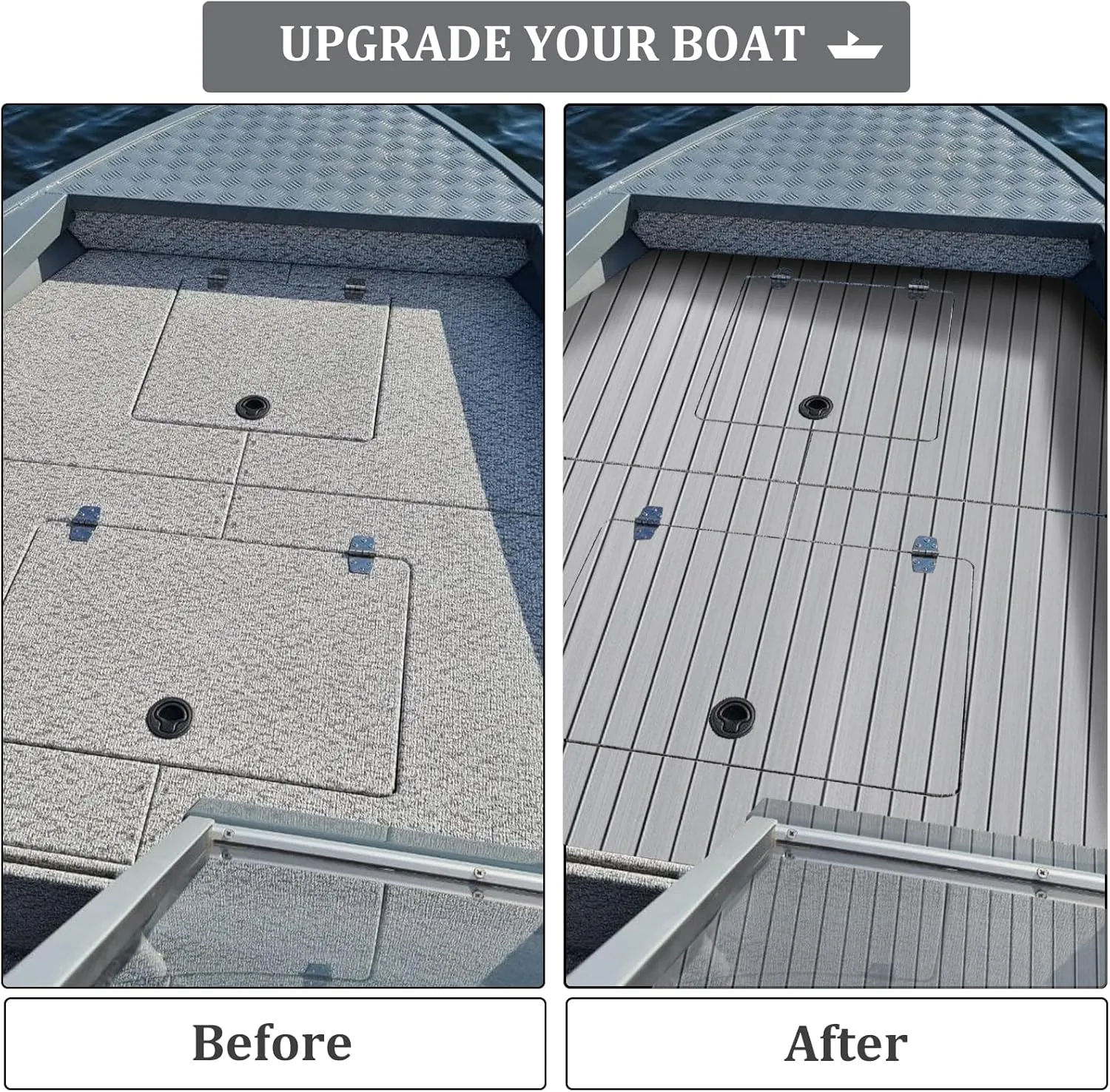 HXBYX EVA Foam Boat Flooring with 3M Self-Adhesive Backing DIY Boats Decking Marine Sheet Faux Teak Material,Non-Slip Cooler Pads for Kayak Yacht SwimPool RV 95"x44"/31"/16"/6.7"/2.4",47.5"x16"