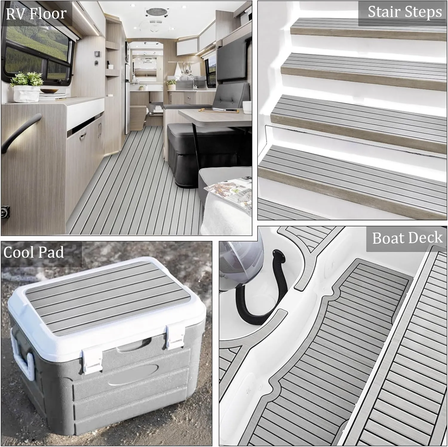 HXBYX EVA Foam Boat Flooring with 3M Self-Adhesive Backing DIY Boats Decking Marine Sheet Faux Teak Material,Non-Slip Cooler Pads for Kayak Yacht SwimPool RV 95"x44"/31"/16"/6.7"/2.4",47.5"x16"