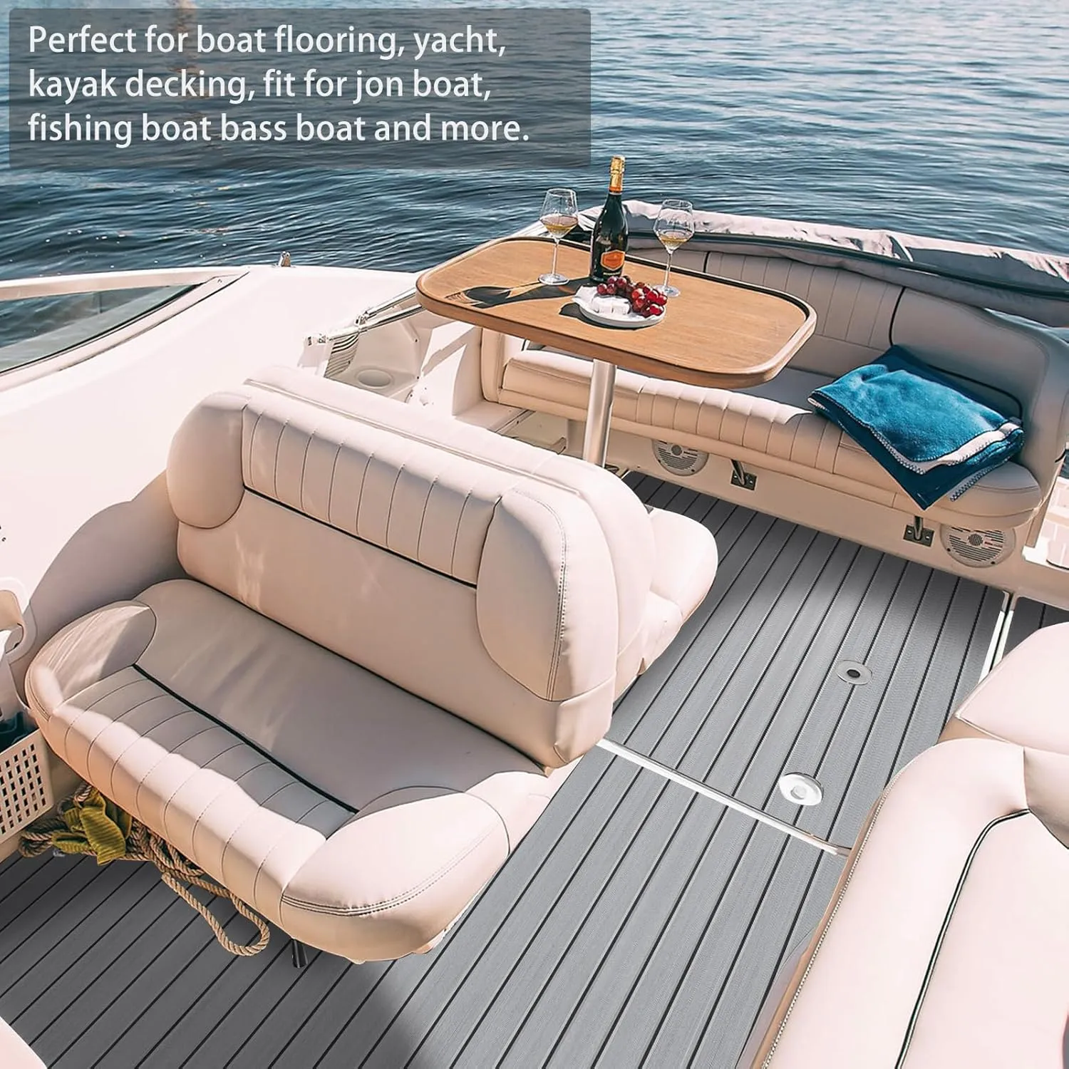 HXBYX EVA Foam Boat Flooring with 3M Self-Adhesive Backing DIY Boats Decking Marine Sheet Faux Teak Material,Non-Slip Cooler Pads for Kayak Yacht SwimPool RV 95"x44"/31"/16"/6.7"/2.4",47.5"x16"