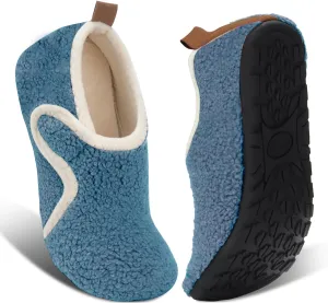 Ibeauti Womens Mens House Slippers Rubber Sole Indoor Slipper Socks Lightweight Fleece Lined Slip-on Barefoot Slippers