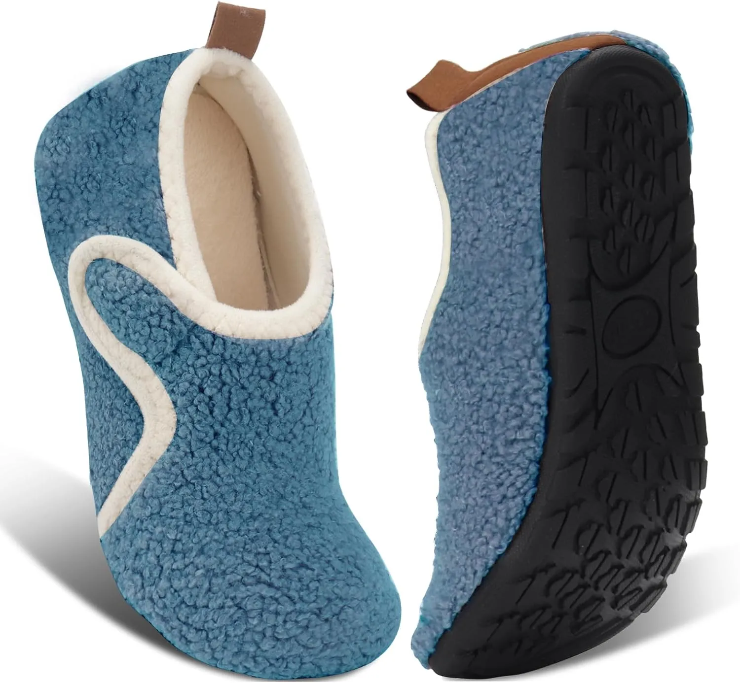 Ibeauti Womens Mens House Slippers Rubber Sole Indoor Slipper Socks Lightweight Fleece Lined Slip-on Barefoot Slippers