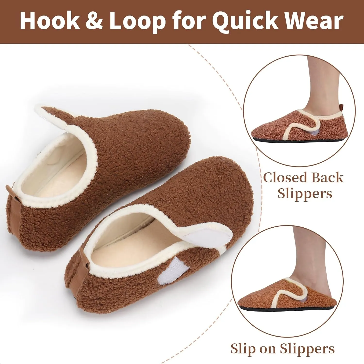 Ibeauti Womens Mens House Slippers Rubber Sole Indoor Slipper Socks Lightweight Fleece Lined Slip-on Barefoot Slippers