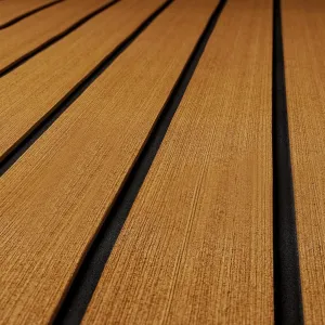 ICOOP 94.5"x36" Sea Deck Boat Flooring EVA Foam Decking Sheet Brown Teak Sea Deck Marine Decking Pad 3m Boat Decking Self Adhesive Floor Mats Pontoon Deck Coverings Hydroturf Marine Carpet for Boats