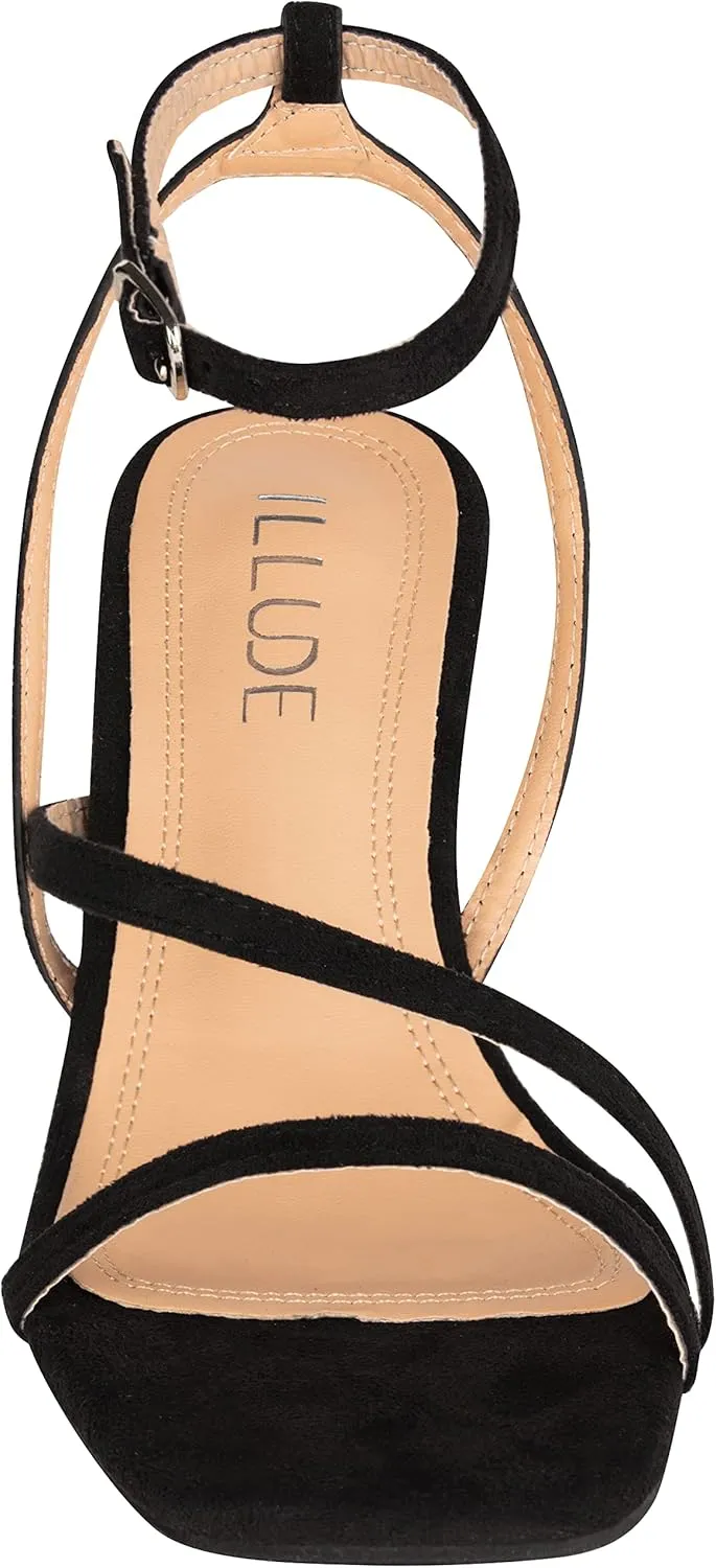 ILLUDE Women’s Ankle Strap Sandal Heels Low Kitten Heel Square Toe Strappy Heeled Sandals – Hera