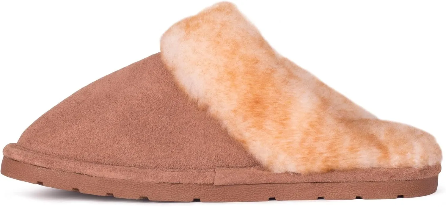 Indoor Outdoor Scuff House Slippers for Women - Genuine Sheepskin Slip-on Slippers