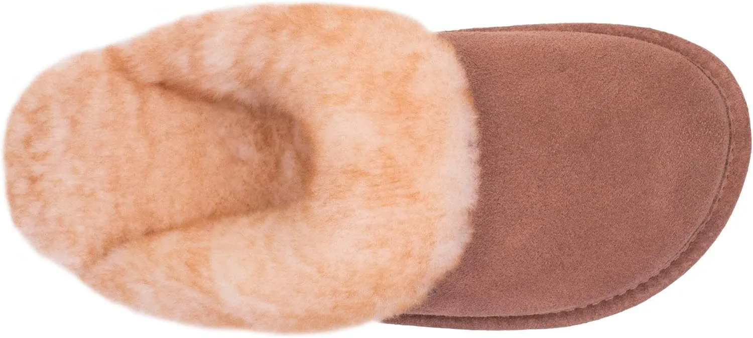 Indoor Outdoor Scuff House Slippers for Women - Genuine Sheepskin Slip-on Slippers
